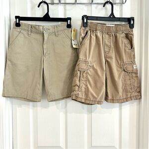 The Children's Place & Cherokee Boys Khaki Cargo Flat Front Shorts Size 8 Bundle